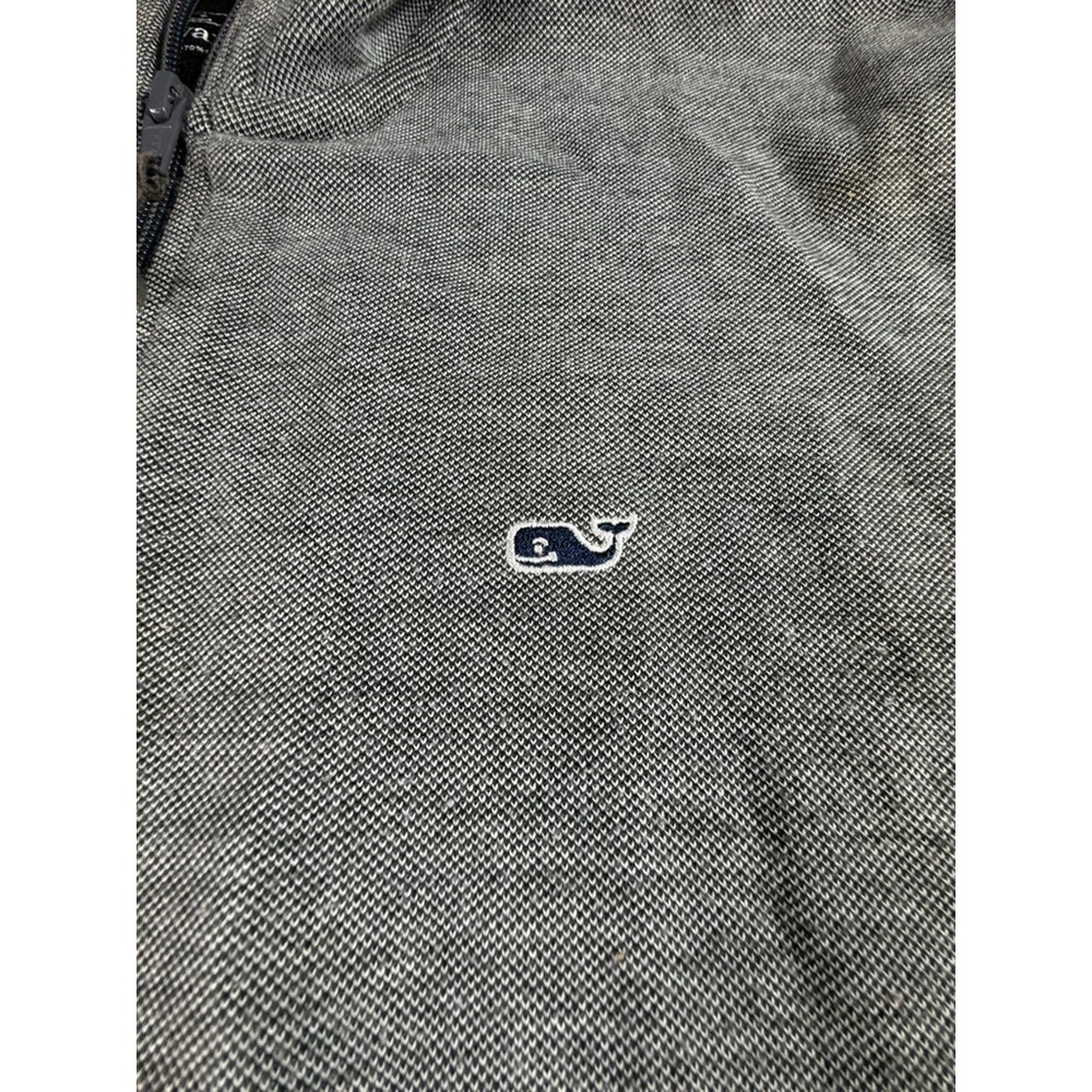 Vineyard Vines Mens Gray Quarter Zip Pullover Sweater Heathered Pique Knit M